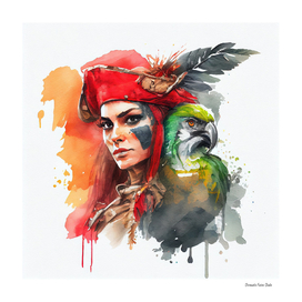 -Watercolor Pirate Woman #2