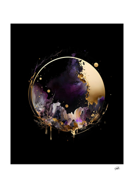 Abstract circles in purple and gold 01