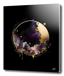Abstract circles in purple and gold 01