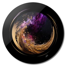 Abstract circles in purple and gold 03