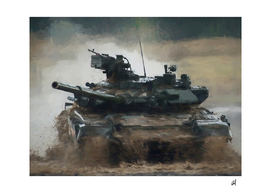 Tanks T-90 in watercolor