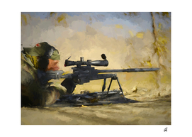 Sniper in watercolor
