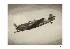 World War II airplane in watercolor