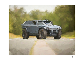 Military vehicle in watercolor