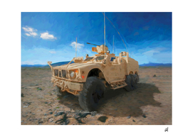 Gun military vehicle in watercolor