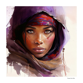 Watercolor Tuareg Woman #6
