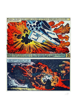 Space ships blasting comic scenes