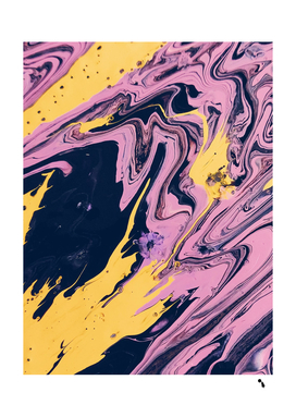 pink black and yellow abstract painting