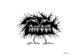 Creepy black monster sketchy style drawing