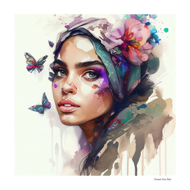 Watercolor Floral Arabian Woman #8