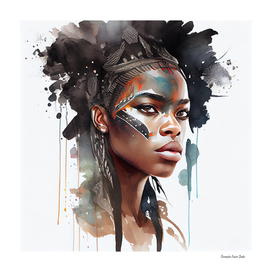 Watercolor African Warrior Woman #6