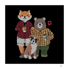 Fox Bear Boxer Coffee Valentines