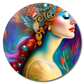 The Colorful Mermaid AI Art Portrait