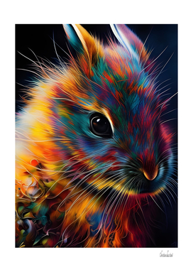 Colorful Chinese Lunar Year Zodiac Easter Bunny Digital Art
