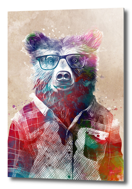 Bear hipster graphic art