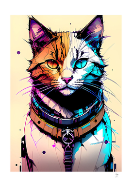 Angry Cyber Cat Artwork Illustrations