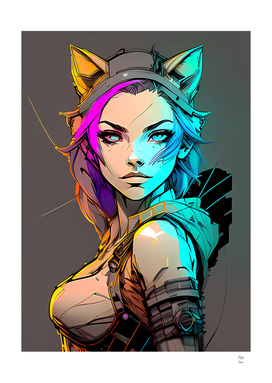 Cyber Cat Girl Furry Artwork Illustrations