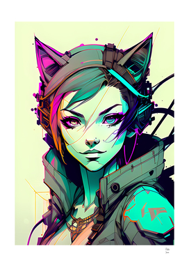 Cyber Cat Girl Furry Artwork