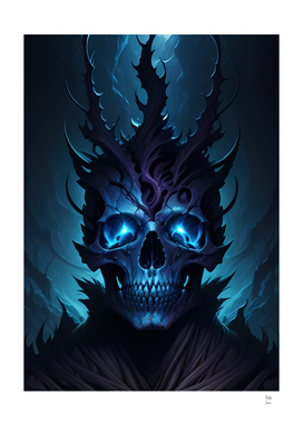 Blue Flame Head Artwork Dark Illustrations