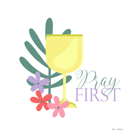 Pray first. Christian symbols. bible and palm branches
