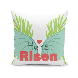 HE is risen. Christian symbols. bible and palm branches