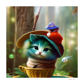 Cute Cat in A Teacup