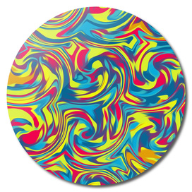 red blue and yellow curly painting abstract
