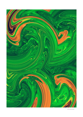 green orange and brown curly painting abstract background