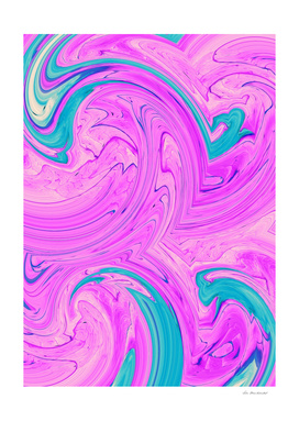 ocean wave pattern graffiti painting abstract in pink blue