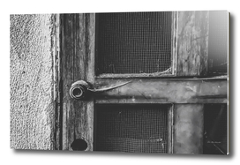 old vintage wooden door in black and white