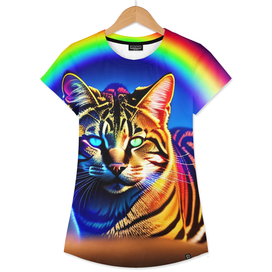 Realistic 3D Wild Cat with Rainbow Colors