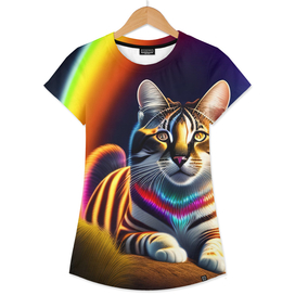 Fantastic Animals Realistic Colorful 3D Cat with Rainbow