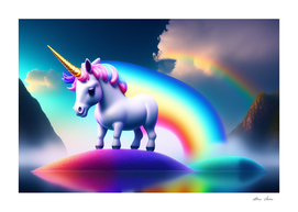 Cute Unicorn with Rainbow, Colorful Unicorn