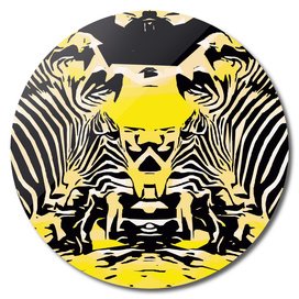 zebras with yellow and black background