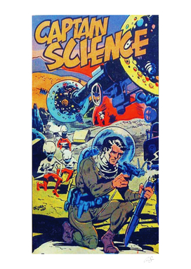 Captain Science comic book scene | retro aesthetic