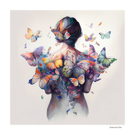 Watercolor Butterfly Woman Body #1