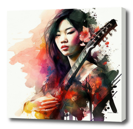 Watercolor Musician Woman #1