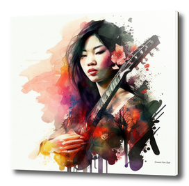 Watercolor Musician Woman #1