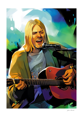 Kurt Cobain with guitar