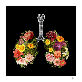 Breathing Spring Flower Lungs Black