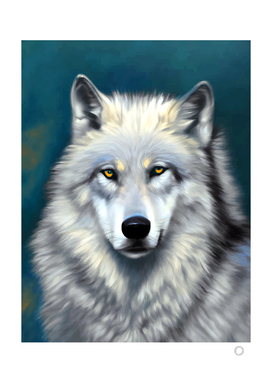 The Wolf, Animal Portrait Painting, Wildlife Forest Jungle