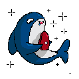 shark pixel ocean sea blue animal