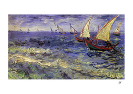 artwork boat Classic Art painting sea Vincent Van Gog