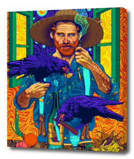 Vincent van Gogh smoking colorful abstract crow paint