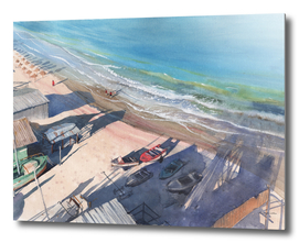 Beach view. Watercolor
