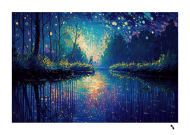 oil painting night scenery fantasy