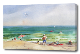 Relax on the beach. Watercolor