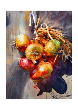 Bunch of onions. Watercolor