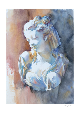 Classical modern sculpture. Watercolor