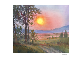 Sunrises. Watercolor